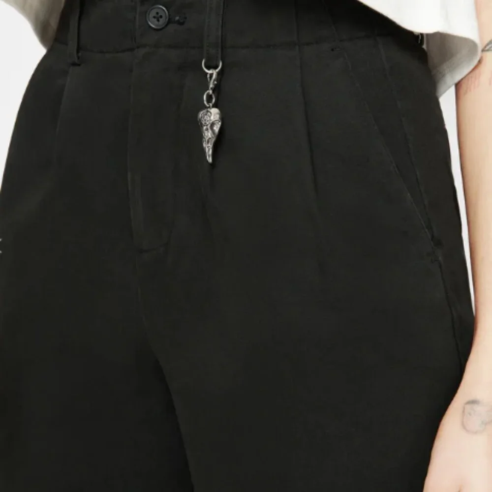 NEW Disturbia Womens Osteomancy Washed Cotton Tapered Trousers US 6 Black Goth - Picture 4 of 6